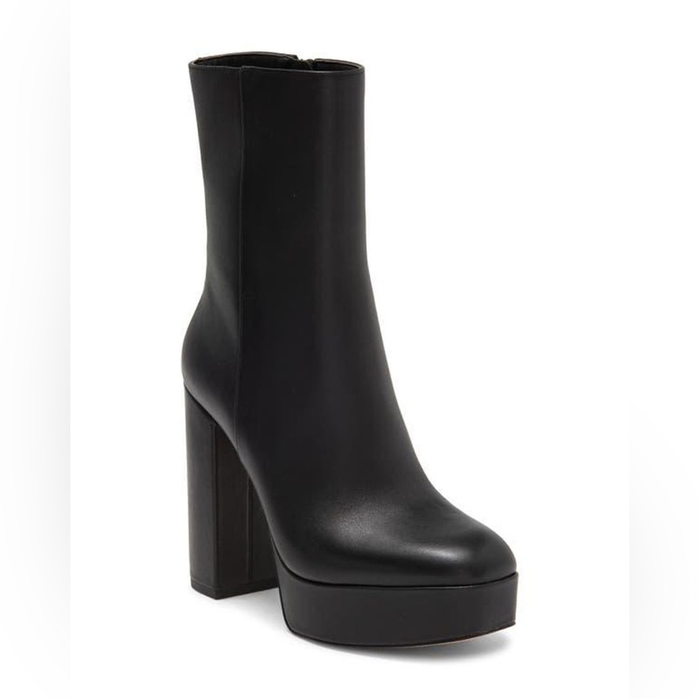 NEW Stuart Weitzman Party Zip Platform Ankle Boots Black Size 10B Block Heel